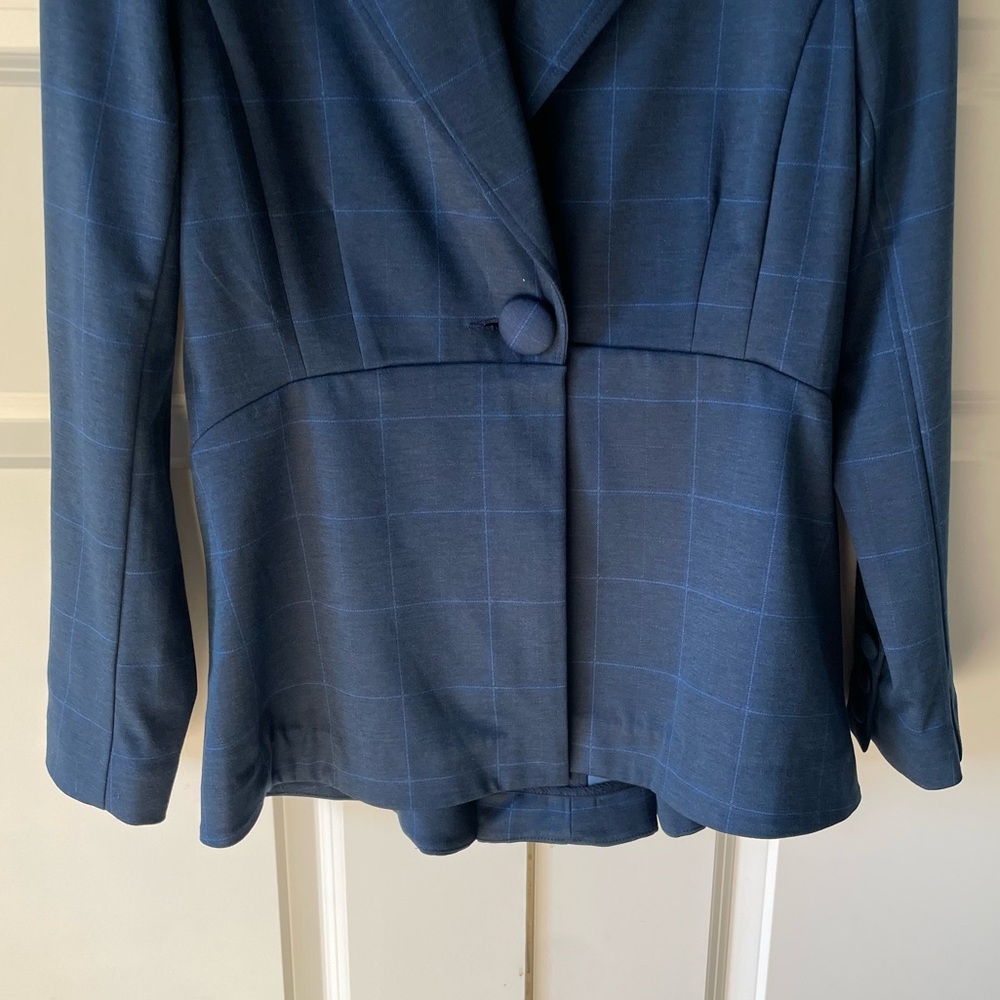 CAbi Sunset Kiss Windowpane Plaid Blue Blazer 5475 Size 8 - Picture 7 of 14